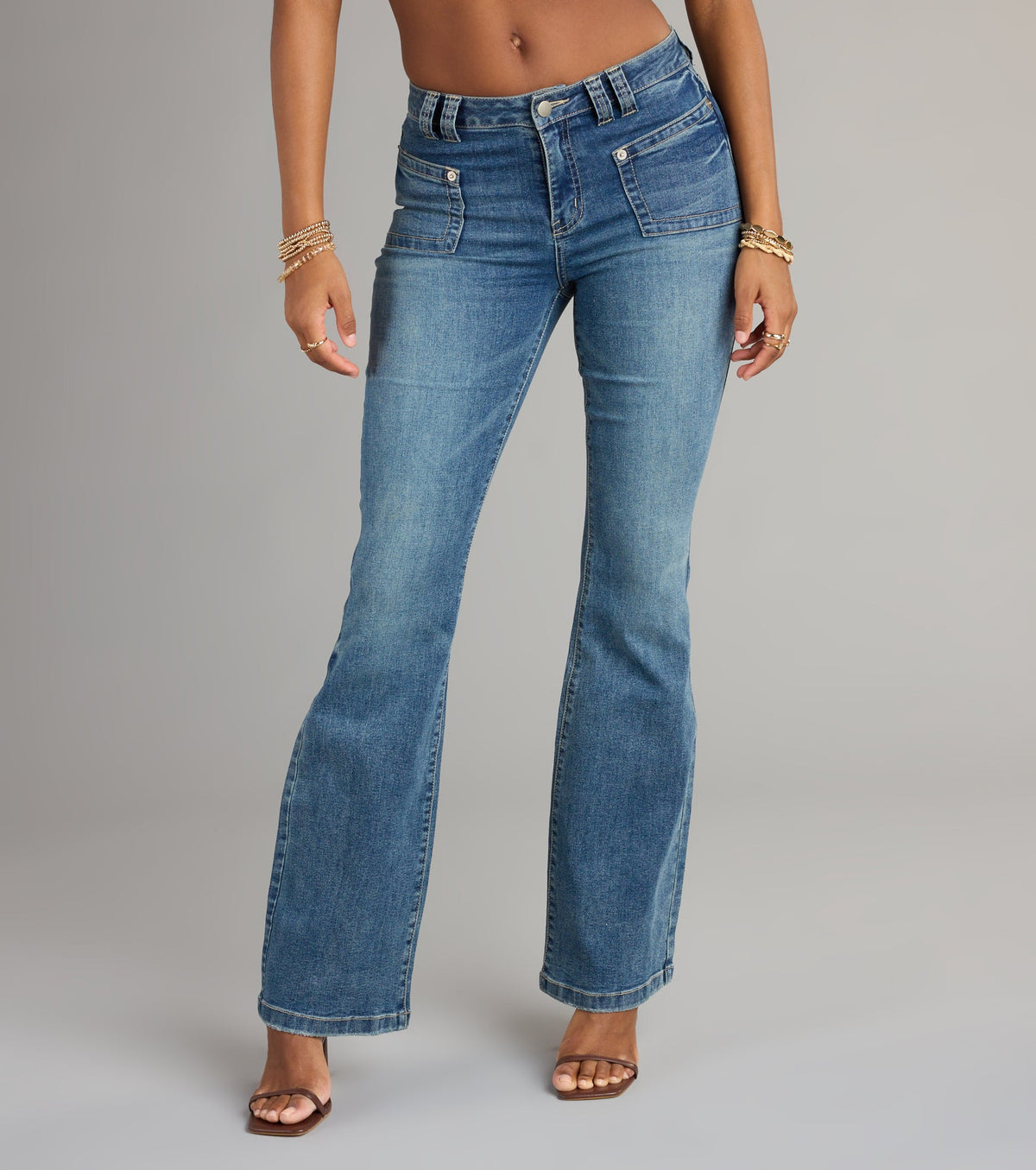 Pantalones Vaqueros Acampanados de Tiro Medio Walk