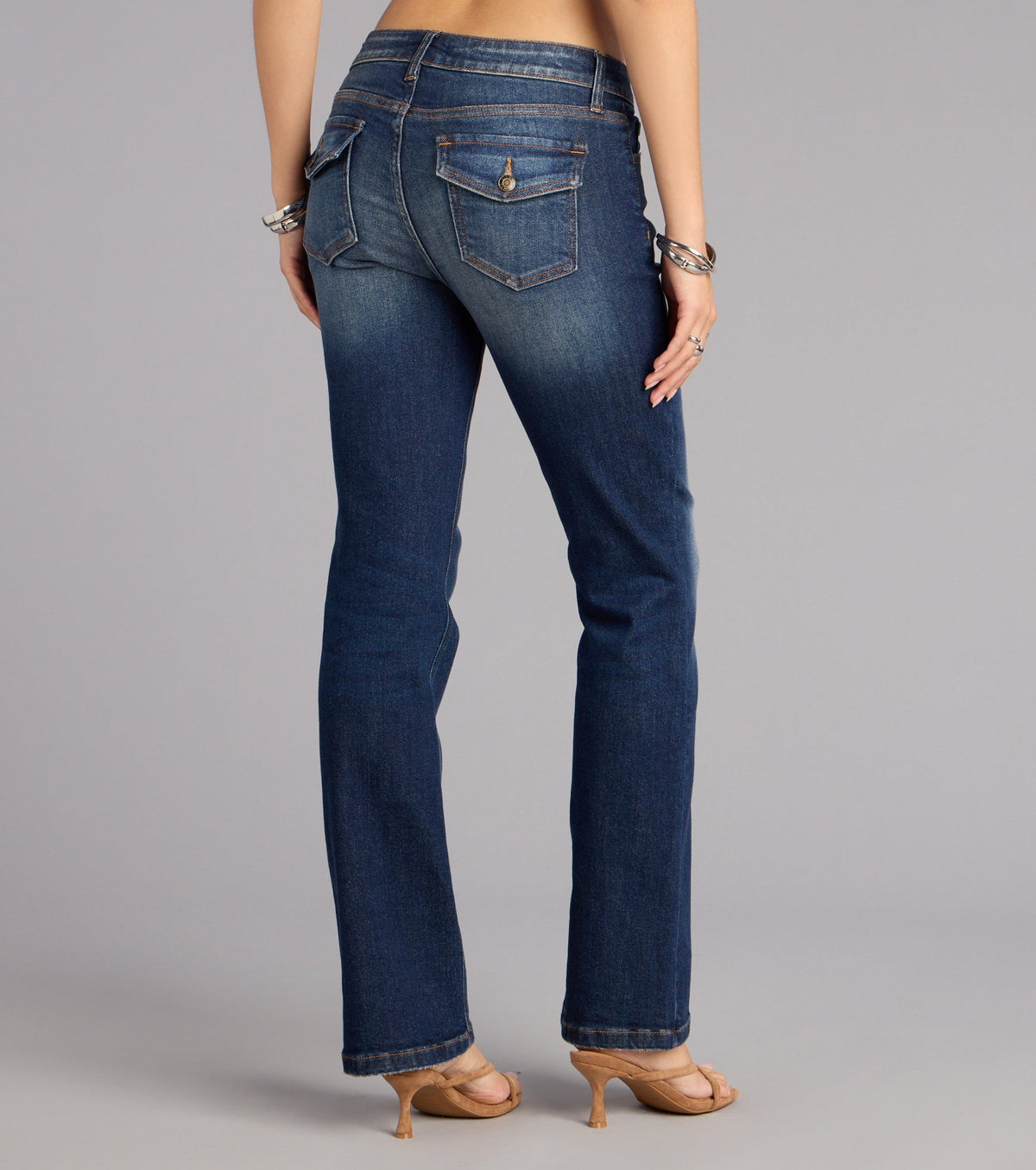 Pantalones Vaqueros Acampanados de Tiro Medio Cool