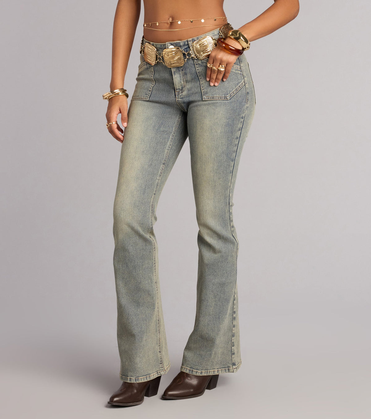 Pantalones Vaqueros Acampanados de Tiro Medio Off Duty