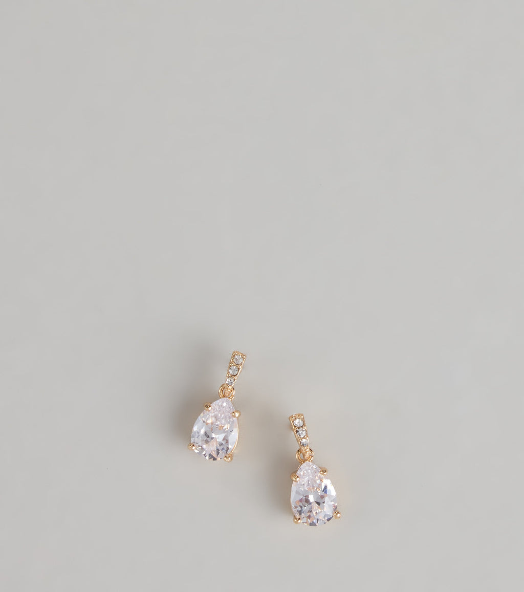 Pendientes Tachuela Lágrima con Strass Statement