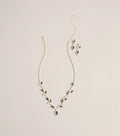 Conjunto Collar Hoja y Pendientes Dress to Dazzle con Strass