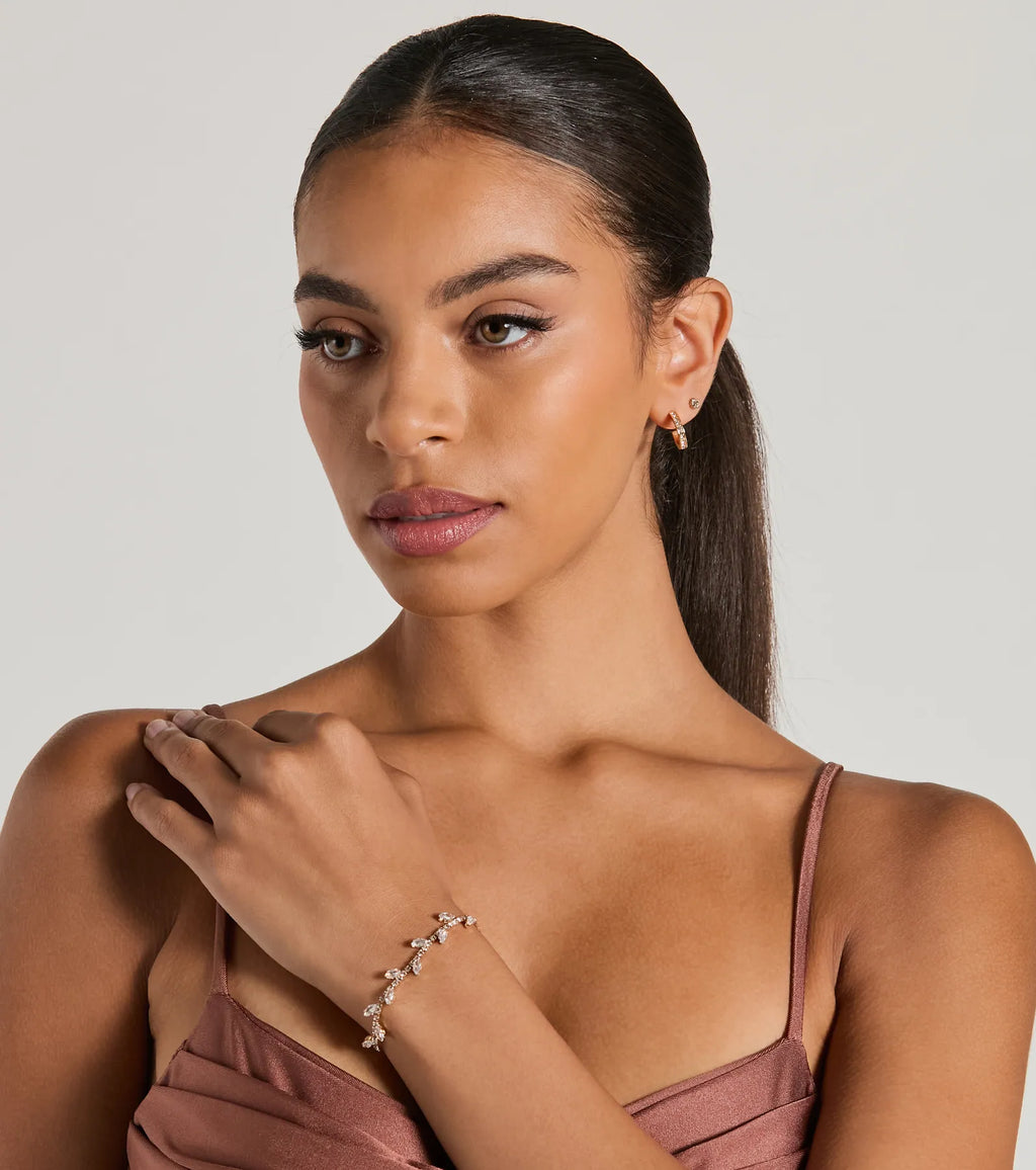 Pulsera Delicada Ever So Luxe con Circonitas y Hoja
