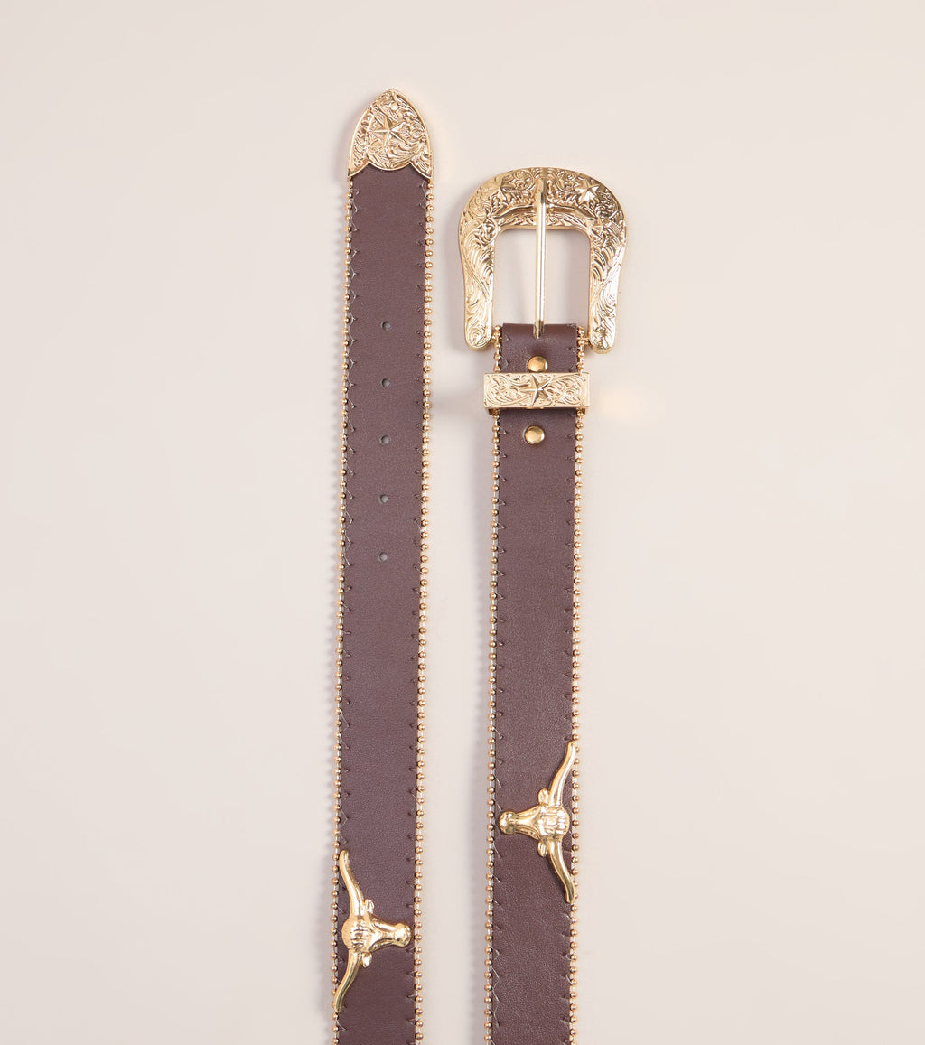 Cinturón Western Statement de Cuero Sintético con Longhorn