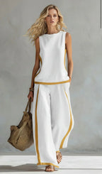 Ursula – Conjunto de chaleco y pantalón chic-casual con acabados bicolores