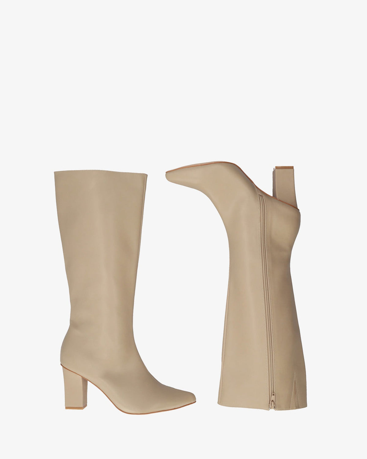 Bota de tacón en beige suave