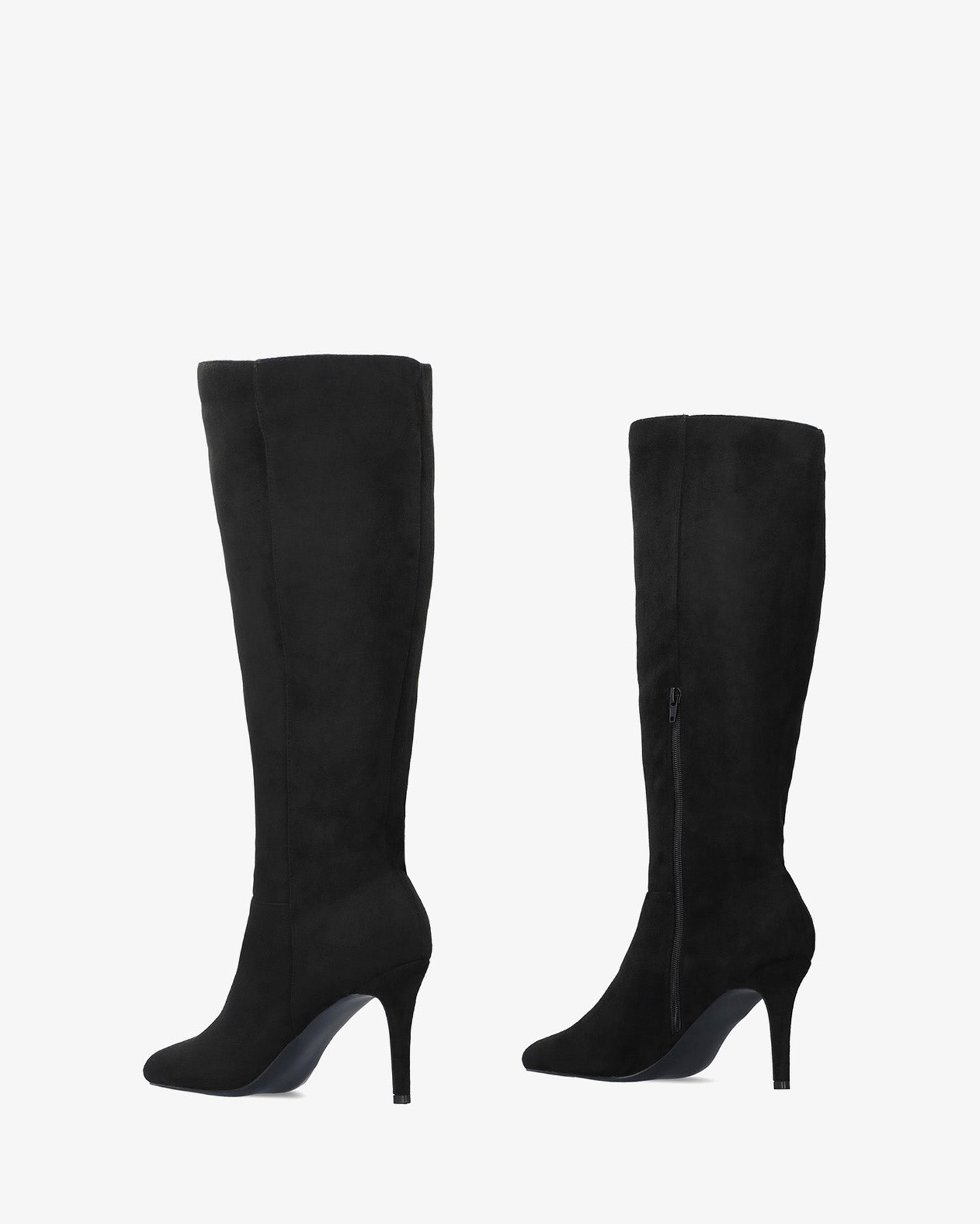 Bota alta tacón en símil ante negro
