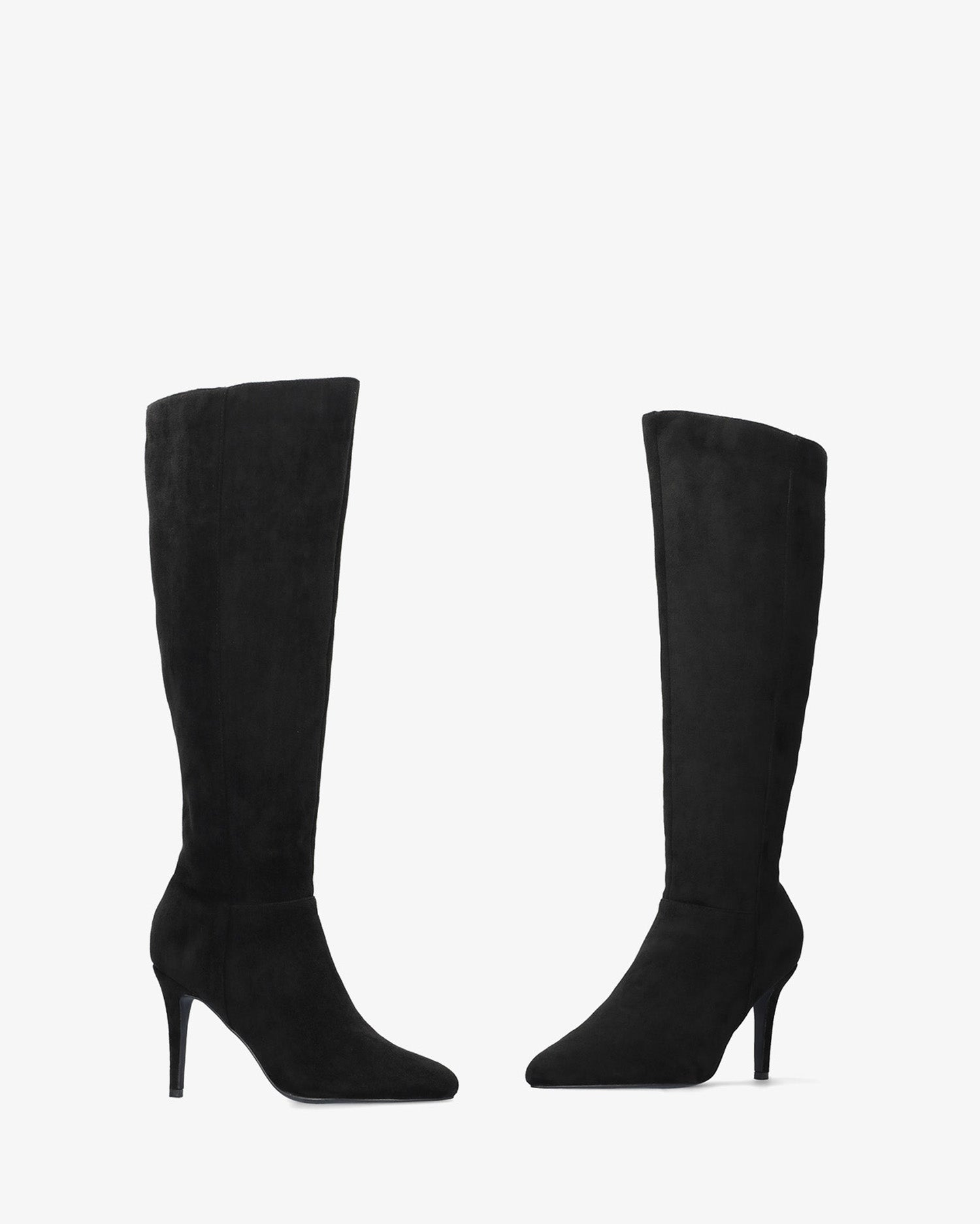 Bota alta tacón en símil ante negro