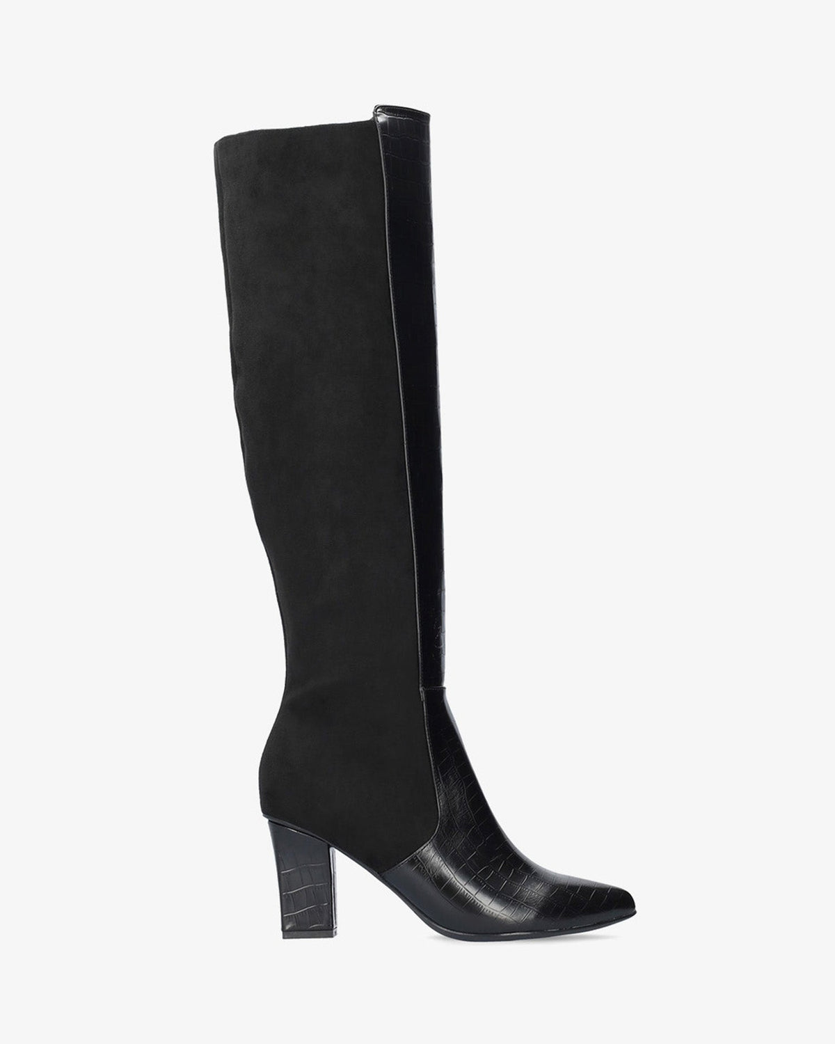 Bota alta combinada en negro