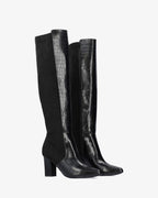Bota alta combinada en negro