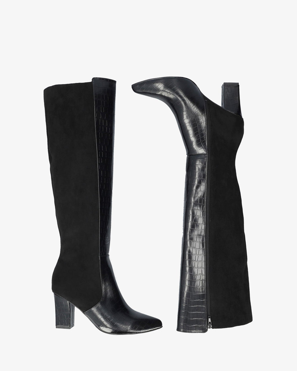 Bota alta combinada en negro