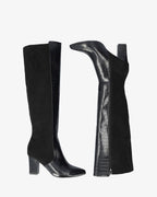 Bota alta combinada en negro