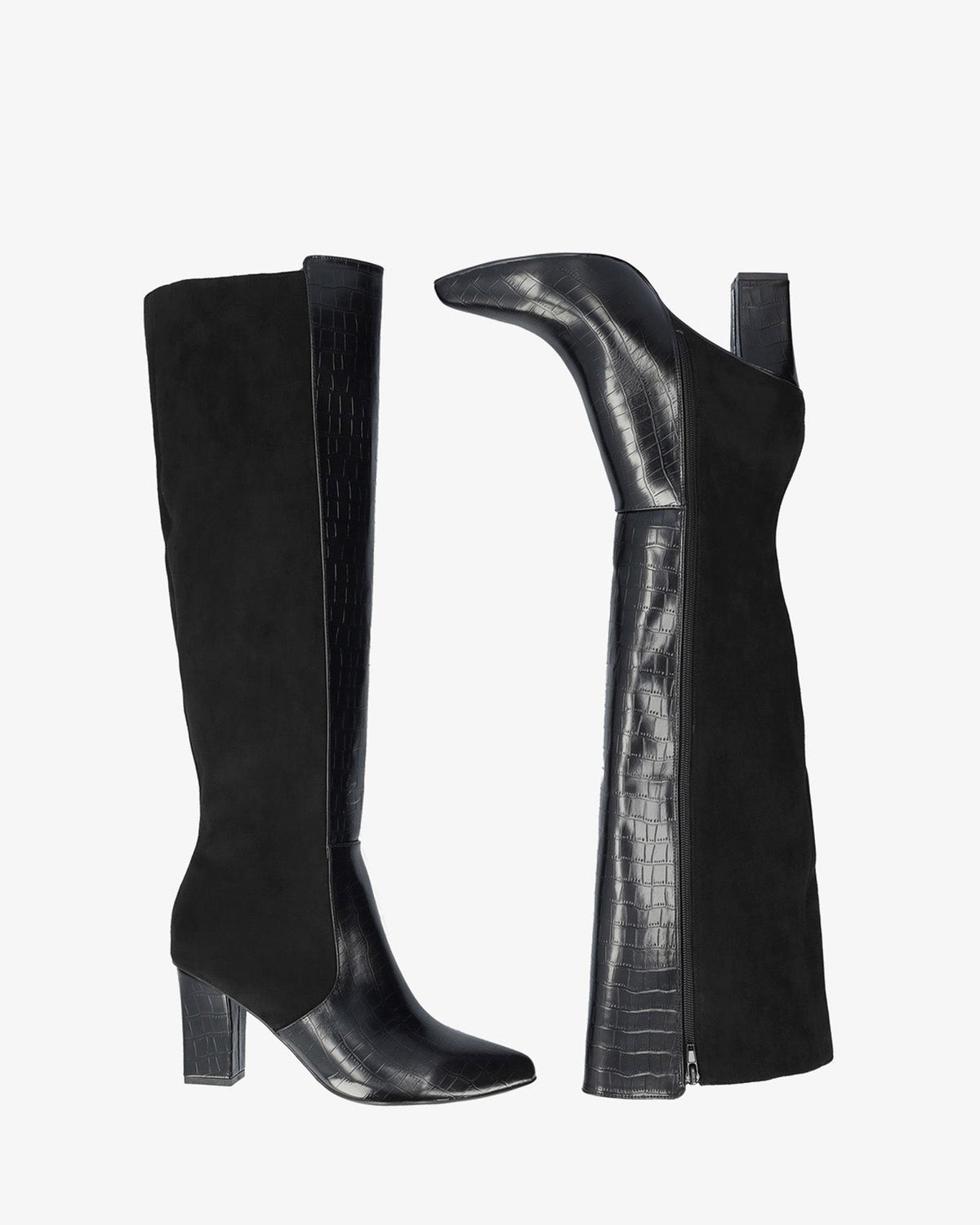 Bota alta combinada en negro