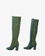 Bota alta combinada en verde