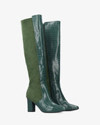Bota alta combinada en verde