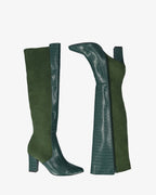 Bota alta combinada en verde