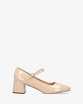 Mary jane con tacón en charol beige