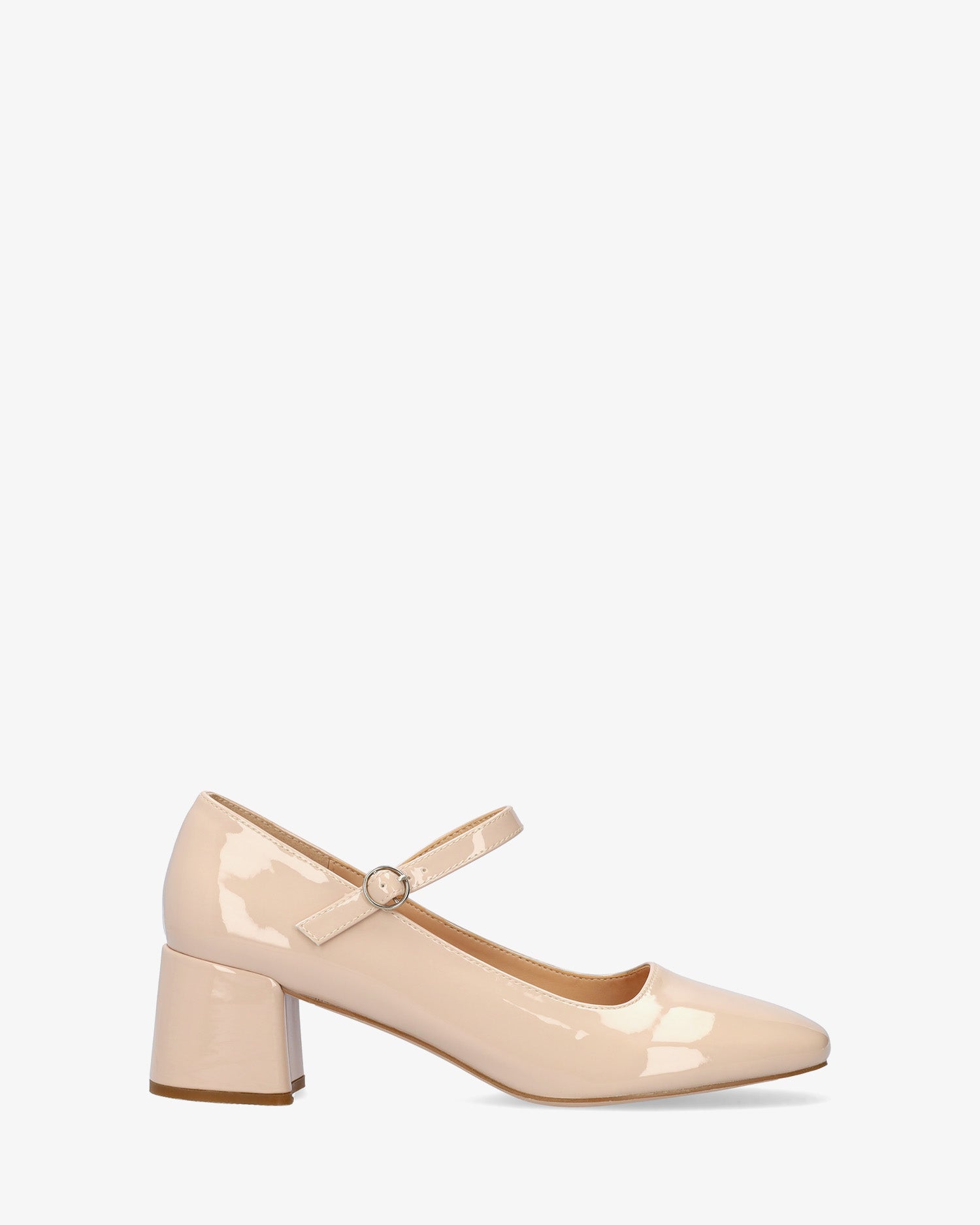 Mary jane con tacón en charol beige