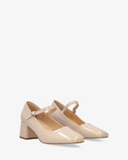 Mary jane con tacón en charol beige