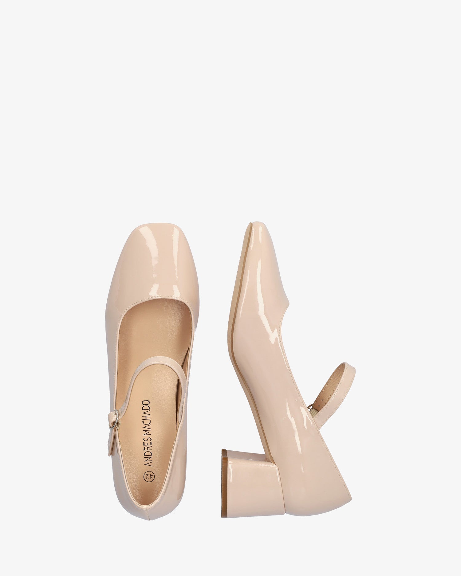 Mary jane con tacón en charol beige