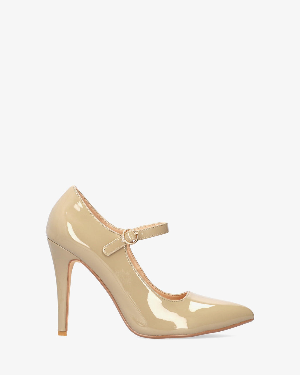 Mary jane con tacón en charol beige