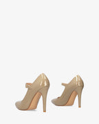 Mary jane con tacón en charol beige