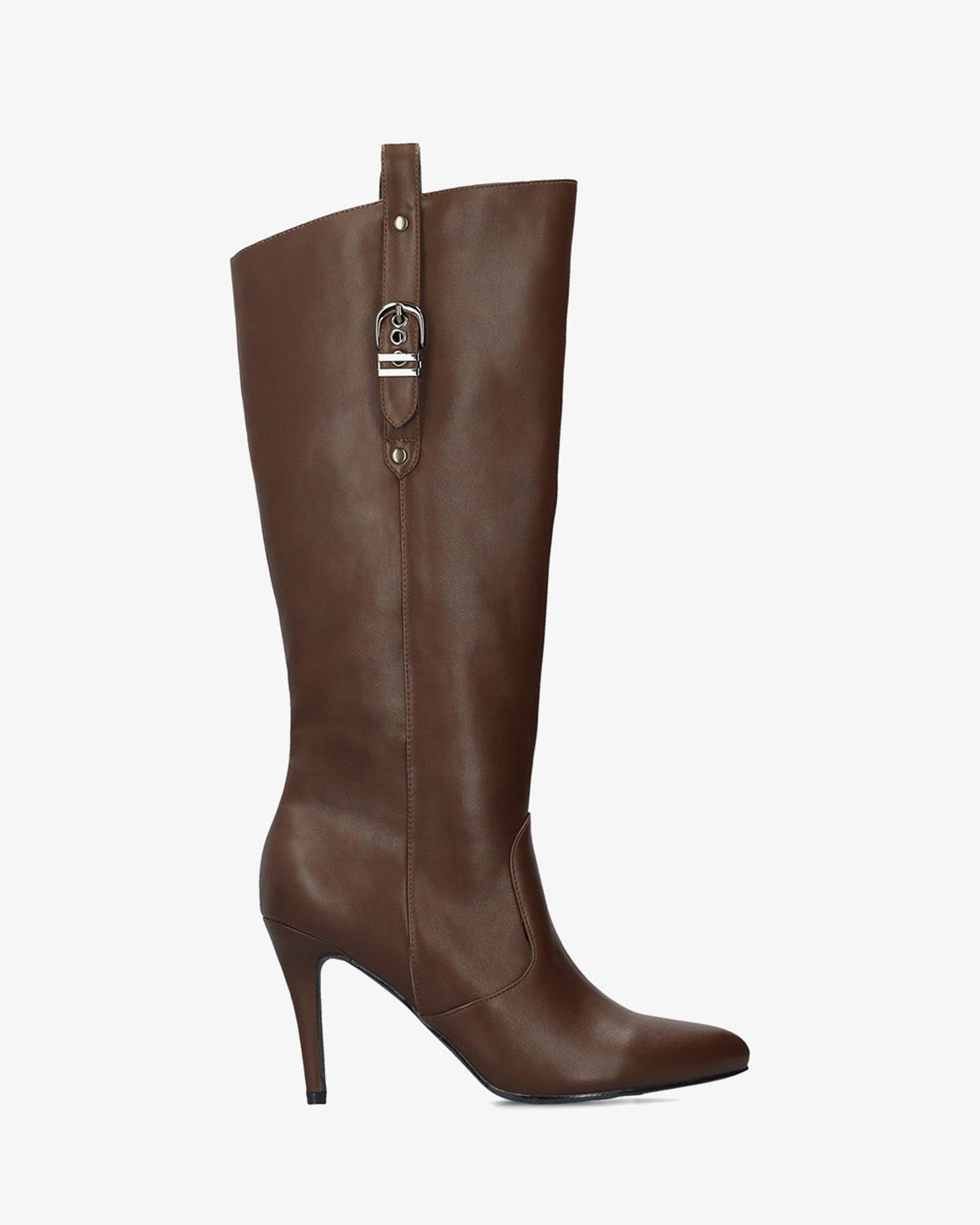 Bota alta de tacón en color marrón suave