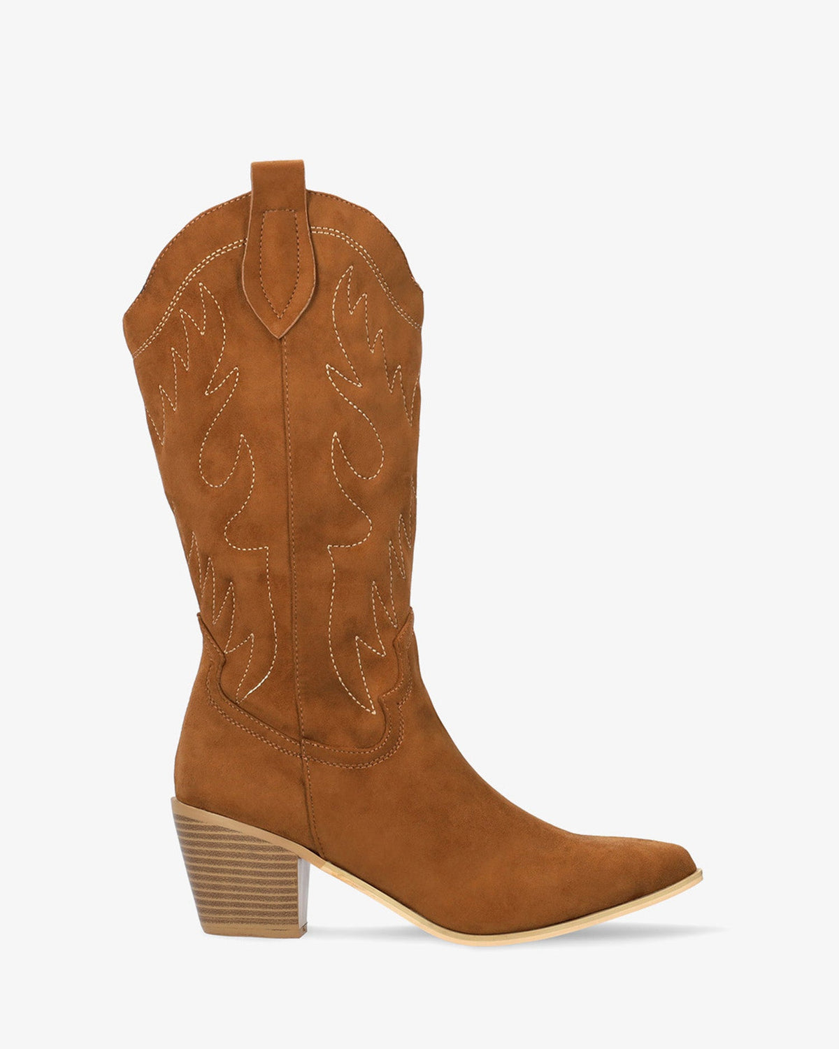 Bota vaquera en símil de ante color camel