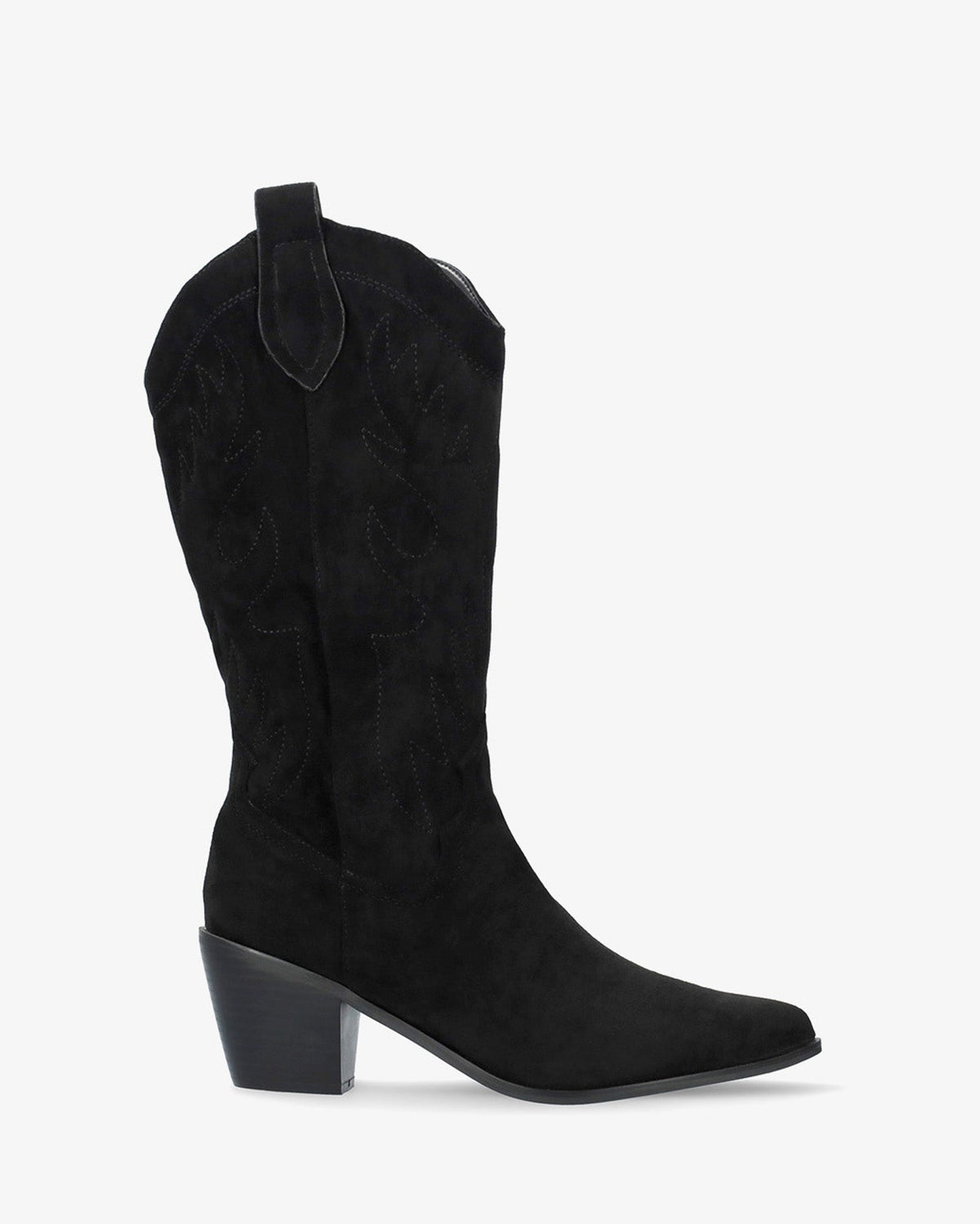 Bota cowboy en símil de ante negro