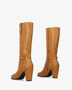 Leila | Bota alta en soft camel