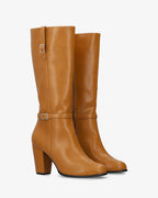 Leila | Bota alta en soft camel