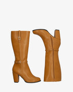Leila | Bota alta en soft camel