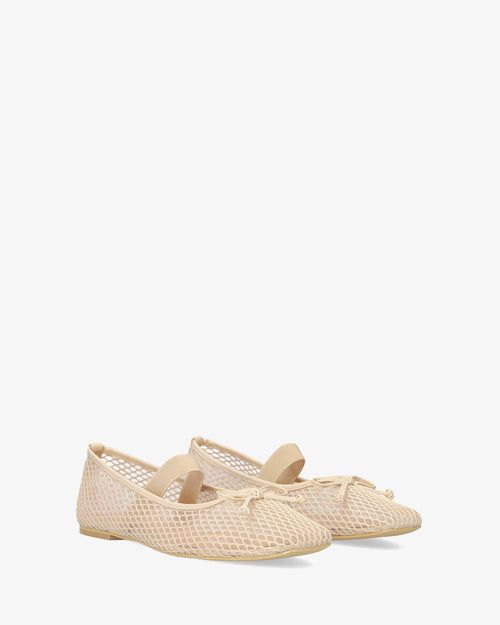 Bailarina plana en rejilla crema