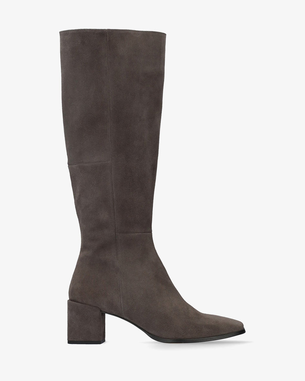 Bota alta en piel de color gris