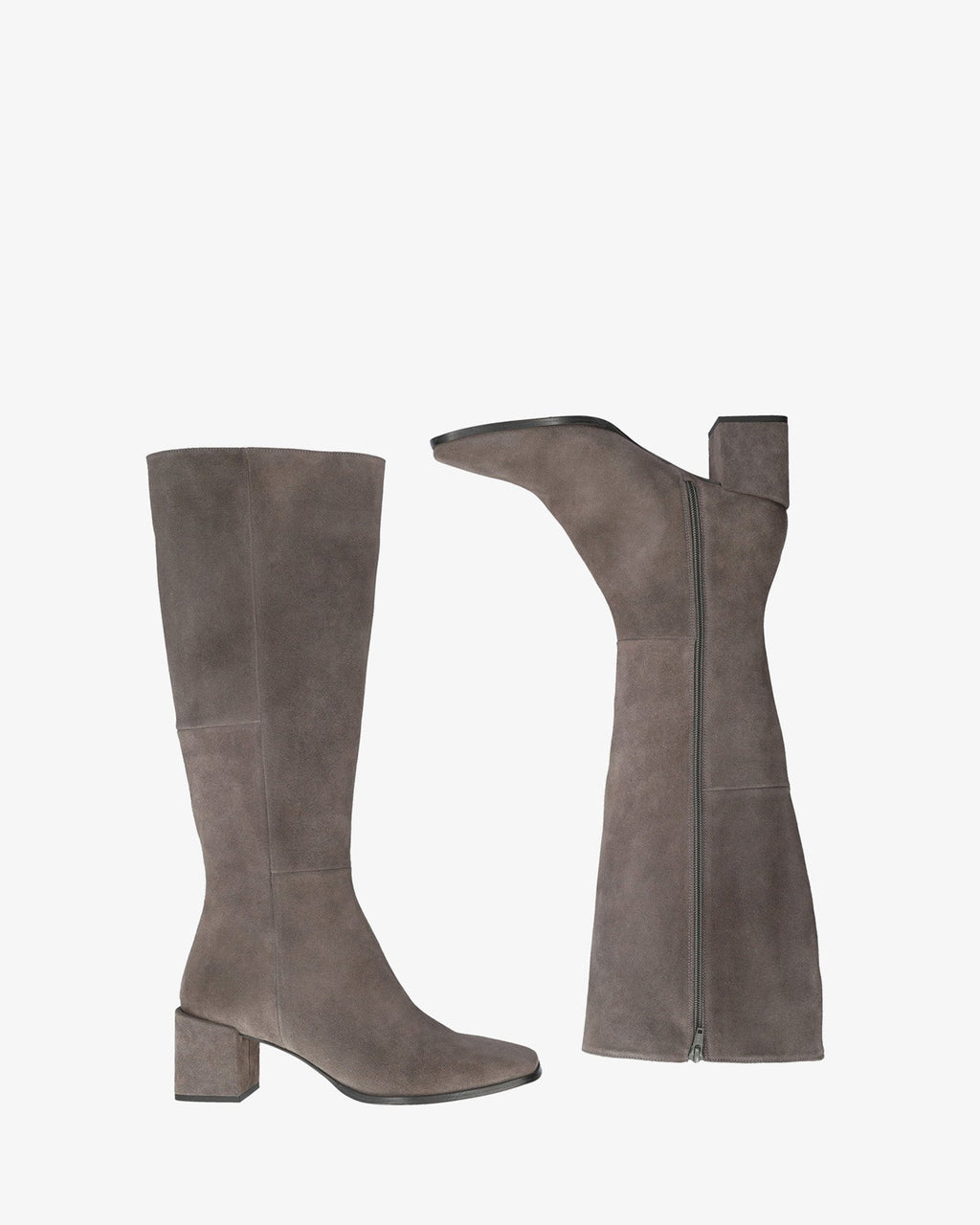 Bota alta en piel de color gris