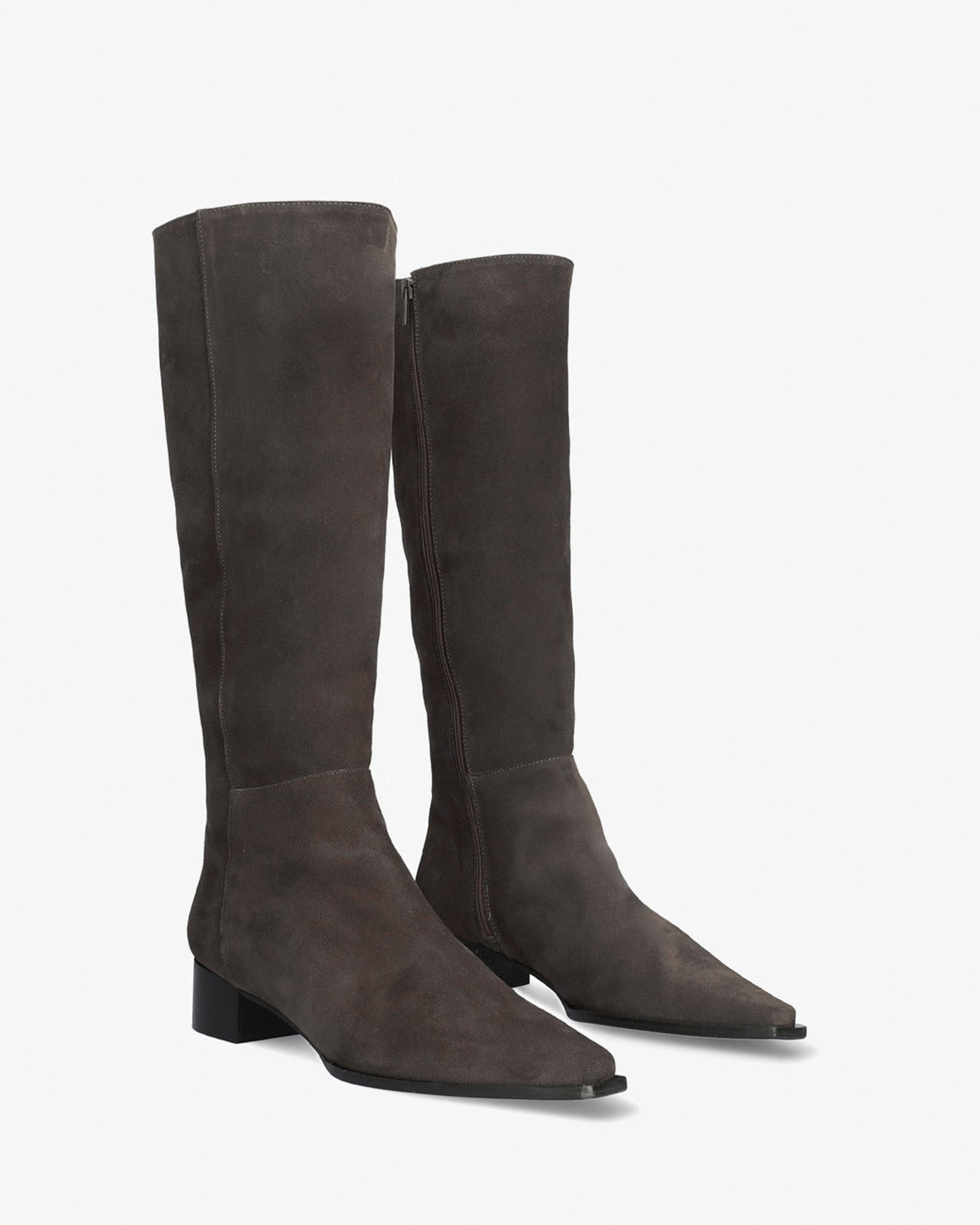 Bota alta en serraje de color antracita