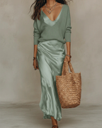 Anaïs – Vestido midi satinado elegante