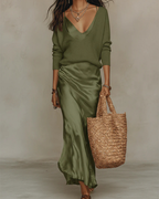 Anaïs – Vestido midi satinado elegante