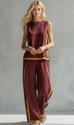 Ursula – Conjunto de chaleco y pantalón chic-casual con acabados bicolores