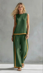 Ursula – Conjunto de chaleco y pantalón chic-casual con acabados bicolores
