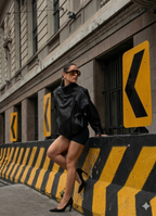 Roma | Chaqueta efecto piel con cuello alto