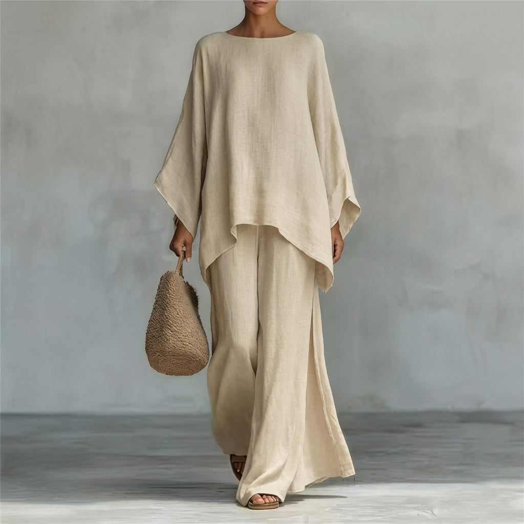 Christine | Conjunto de dos piezas con mangas largas y pantalón de pierna ancha