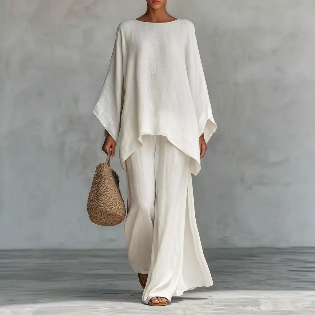 Christine | Conjunto de dos piezas con mangas largas y pantalón de pierna ancha
