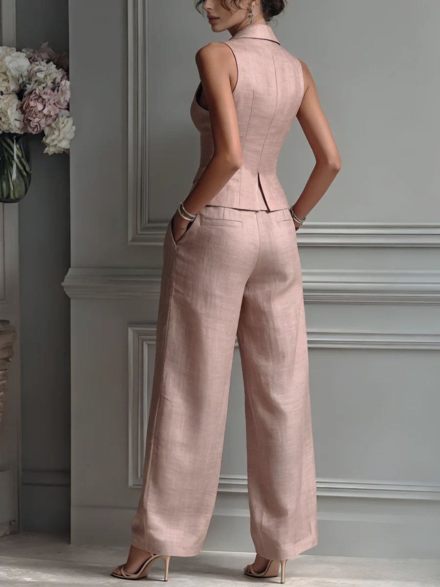 Luna | Conjunto de dos piezas abotonado con cuello en V para mujer