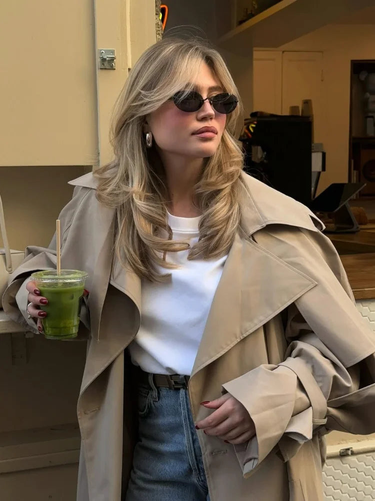 Gabardina larga con cinturón