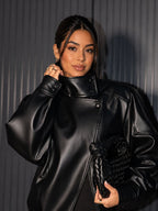 Roma | Chaqueta efecto piel con cuello alto