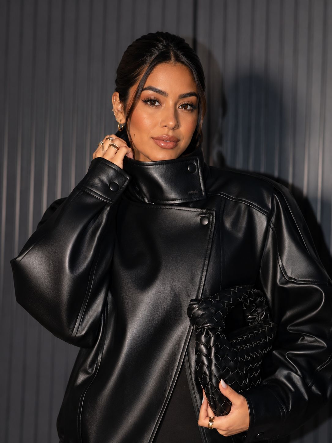 Roma | Chaqueta efecto piel con cuello alto