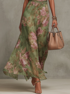 Serena | Vestido maxi de mousseline floral con sisa americana
