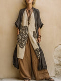 Juliette | Conjunto de tres piezas de estilo nómada bohemio gris oscuro y marrón con motivo tribal