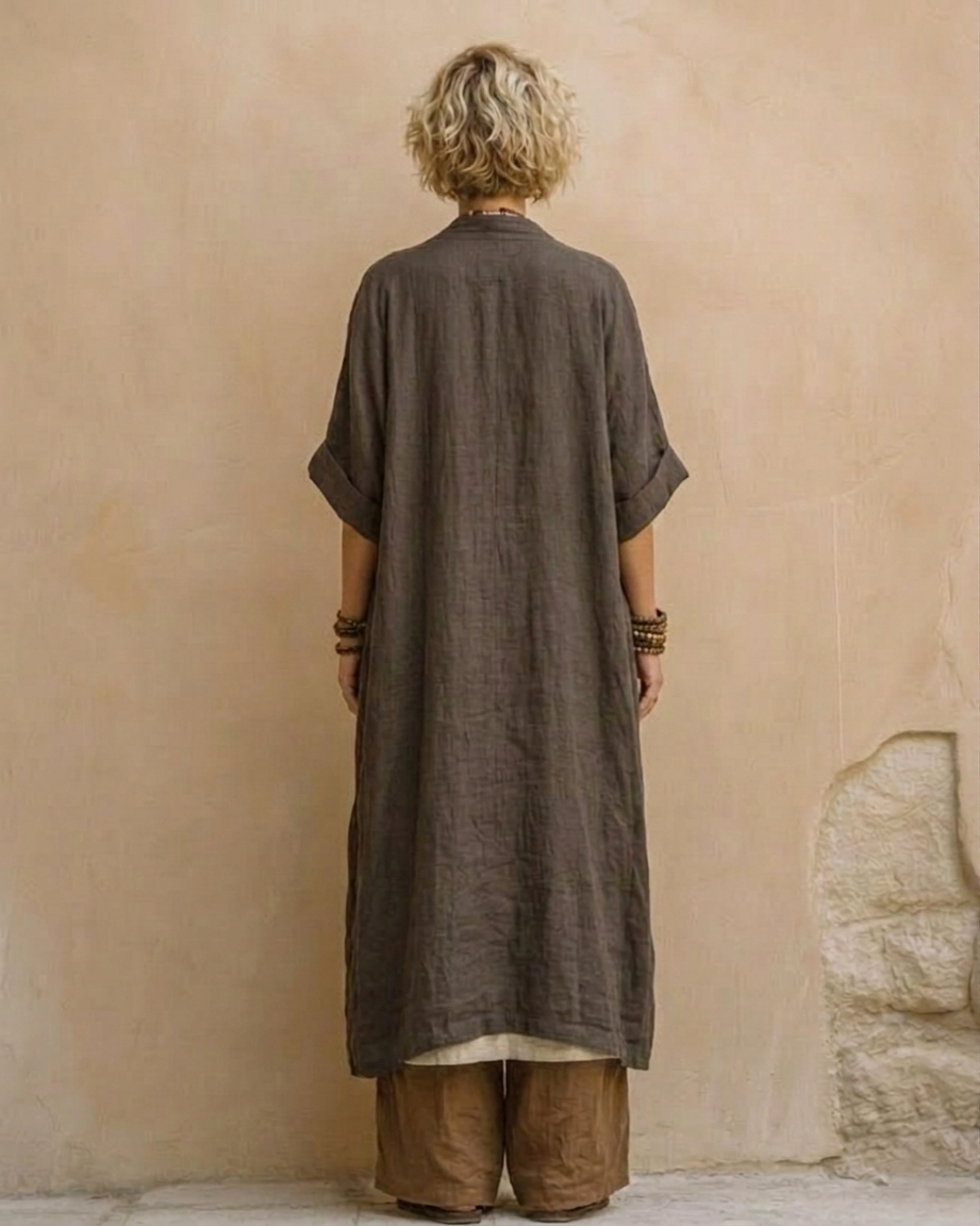 Juliette | Conjunto de tres piezas de estilo nómada bohemio gris oscuro y marrón con motivo tribal