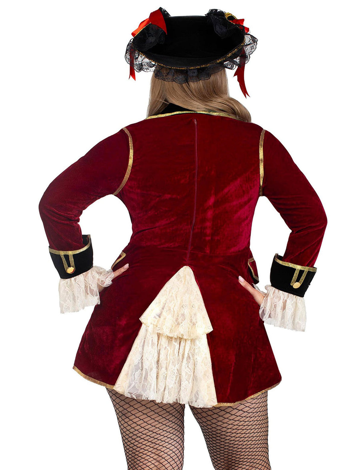 Disfraz de pirata sexy burdeos para mujer de talla grande